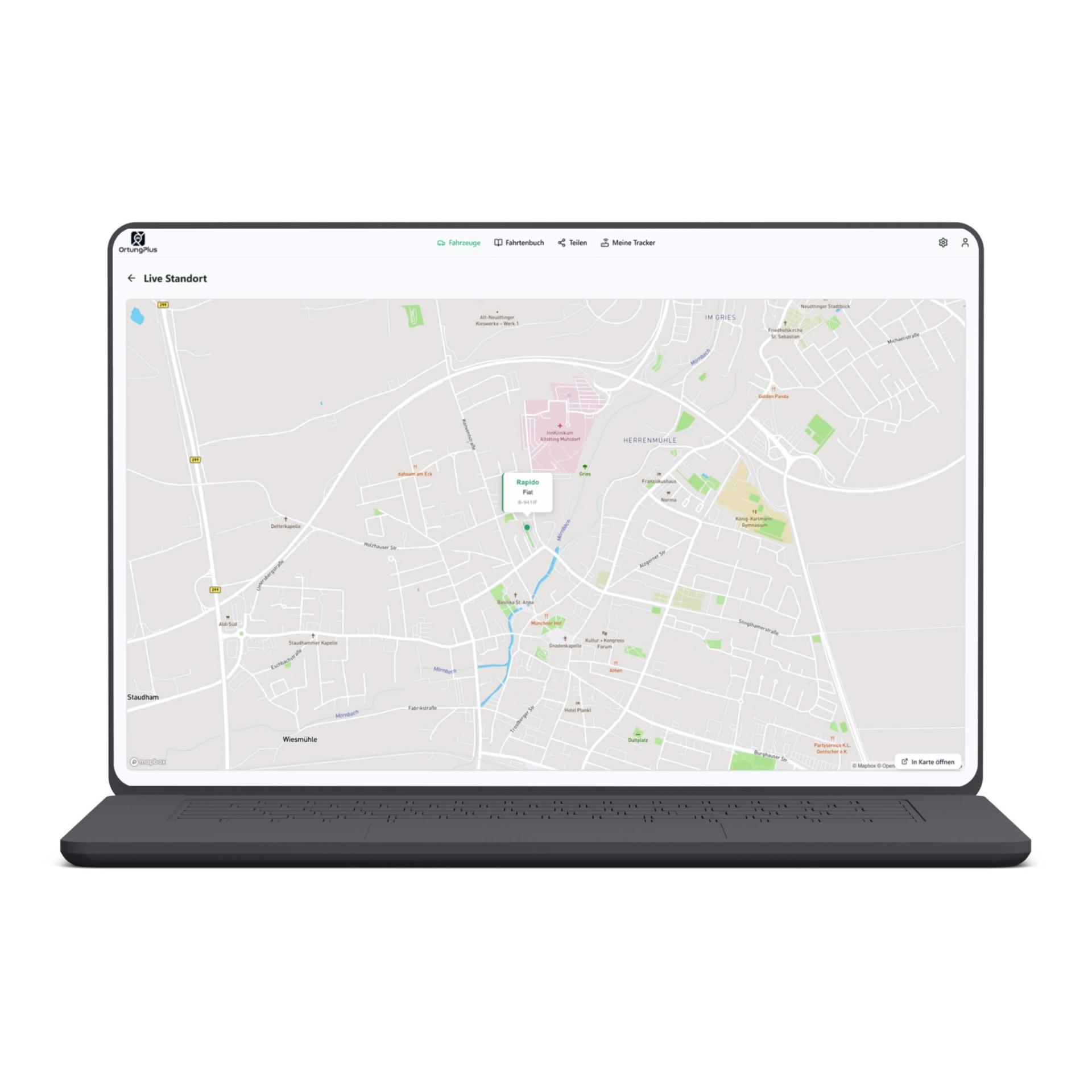 Ortungplus Live-Ortung in der App – Fahrzeugstandort in Echtzeit
